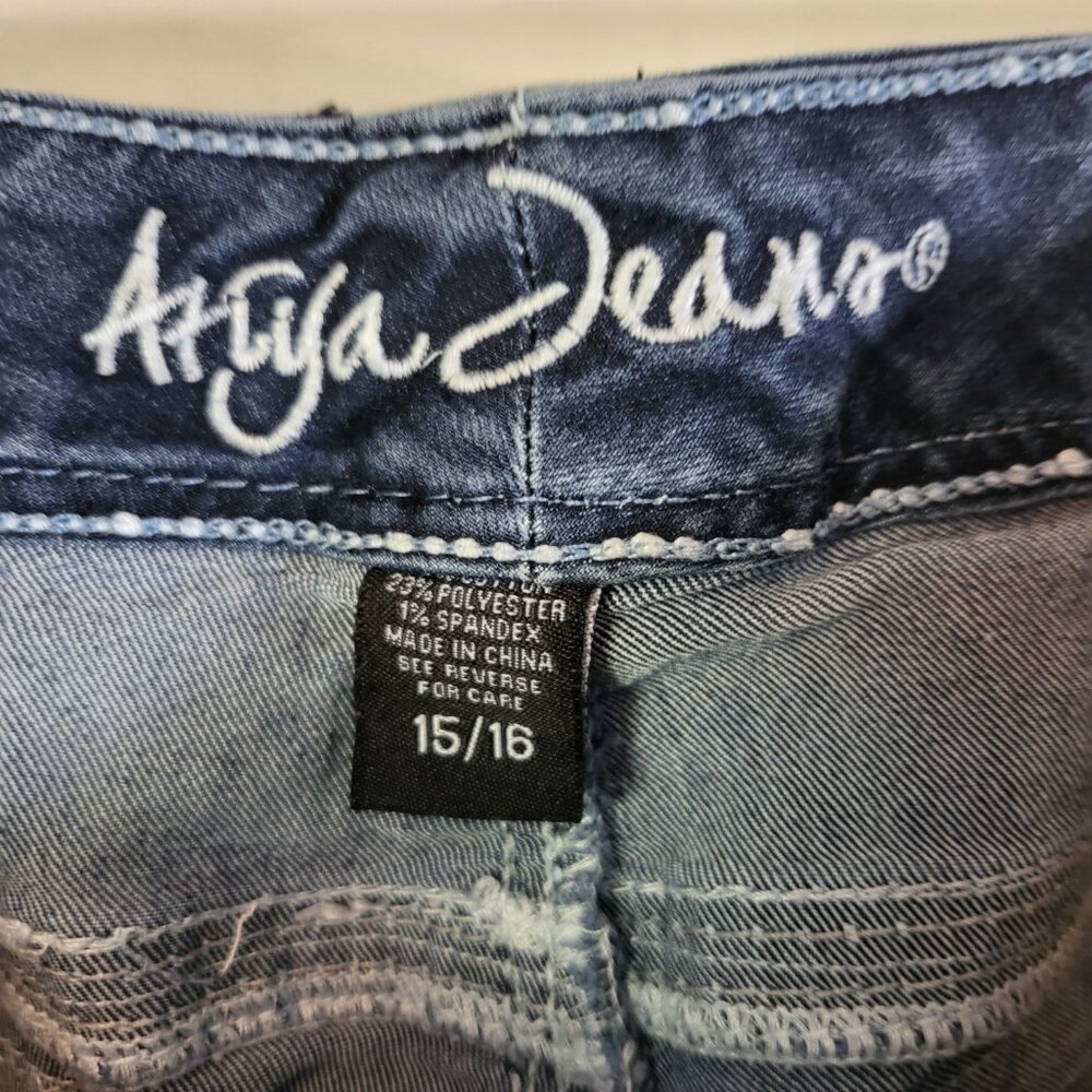 Ariya Jeans Women's Embellished Whisker Faded Jeans Size 15/16 Blue - Picture 13 of 15